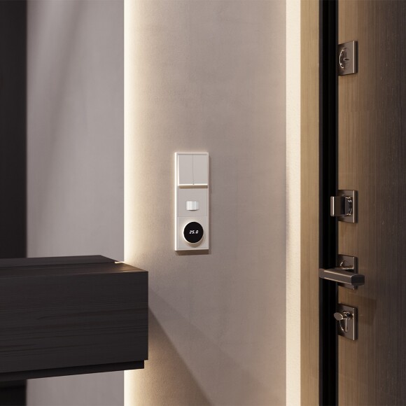 VLS002213 Накладка для датчика движения встраиваемого бежевого цвета. Расстояние до 9 м, угол до 120°, мощность 500 Ватт VOLTUM S70 (хлопок)