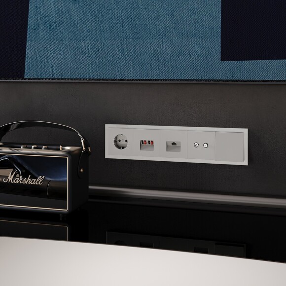 VLS110503 Рамка стеклянная для электрических изделий VOLTUM серии S70 на 5 постов кашемирового цвета из стекла