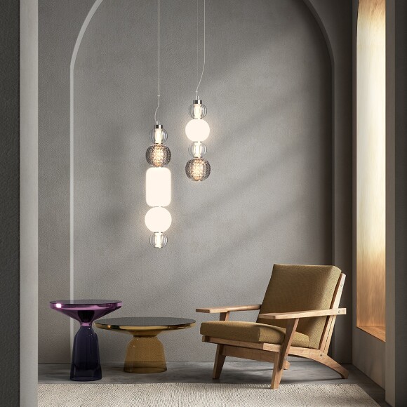 Подвесной светодиодный светильник Maytoni Collar P069PL-L17CH3K LED, стеклянный дизайнерский подвес, 17Вт 950Лм 3000K CRI90 360° IP20