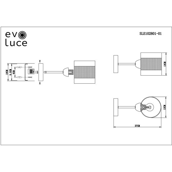 SLE102801-01 Светильник настенный Хром/Прозрачный, Белый E14 1*40W MIENTO