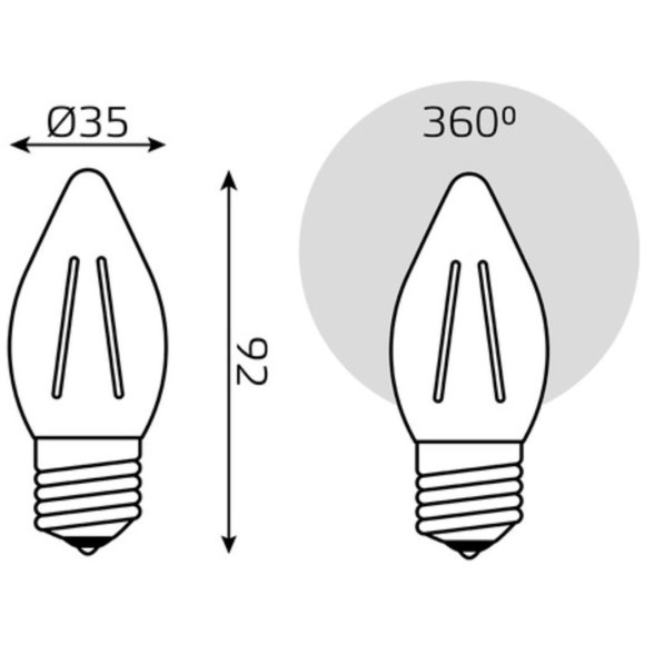 103802111 Лампа Gauss Filament Свеча 11W 810lm 2700К Е27 LED 1/10/50