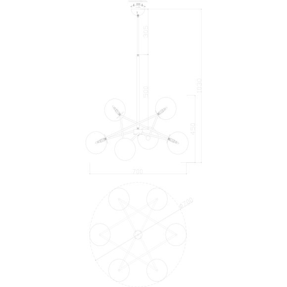 Люстра на штанге Freya FR5144PL-06W Bumble под лампы 6xG9 35W