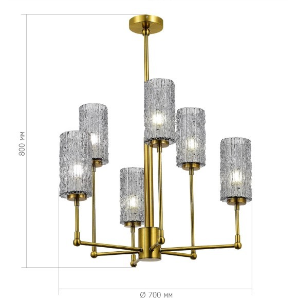 SL1240.303.06 Люстра подвесная ST-Luce Латунь/Дымчатый E27 6*60W GACCIOLO
