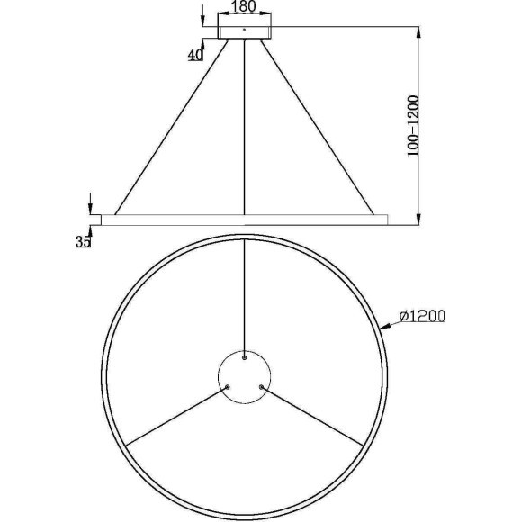 Подвесной тонкий светильник в виде кольца из латуни от Maytoni Rim MOD058PL-L65BS3K
