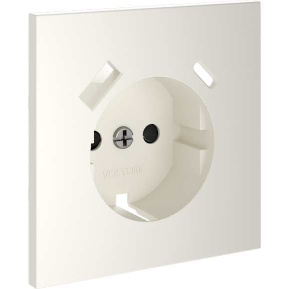 VLS001013 Накладка для розетки с заземлением и защитными шторками, с зарядкой от USB (ТИП С + ТИП A) бежевого цвета VOLTUM S70 (хлопок)