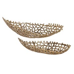 427087 KIMITSU Миска декоративная 2шт. L610 B255 H130 алюминий золотой