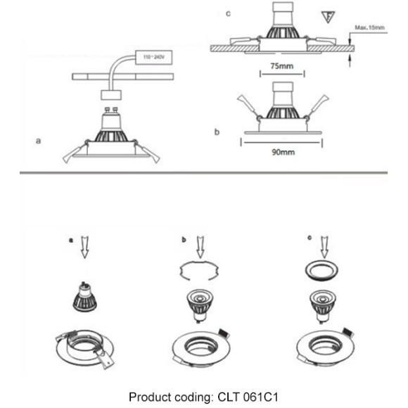 Светильник встраиваемый Crystal Lux CLT 061C1 GO