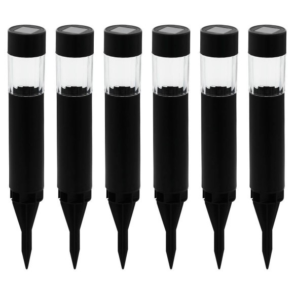 48902 ROSALBA Комплект из 6 светодиодных садовых светильников на солнечной батарее с выключателем, 0.36Вт, IP44, черный