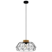 44089 Подвес PADSTOW, 1х60W(E27), ?455, H1100, сталь, дерево, черный, натуральный