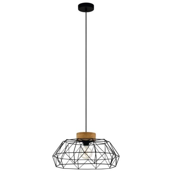 44089 Подвес PADSTOW, 1х60W(E27), ?455, H1100, сталь, дерево, черный, натуральный