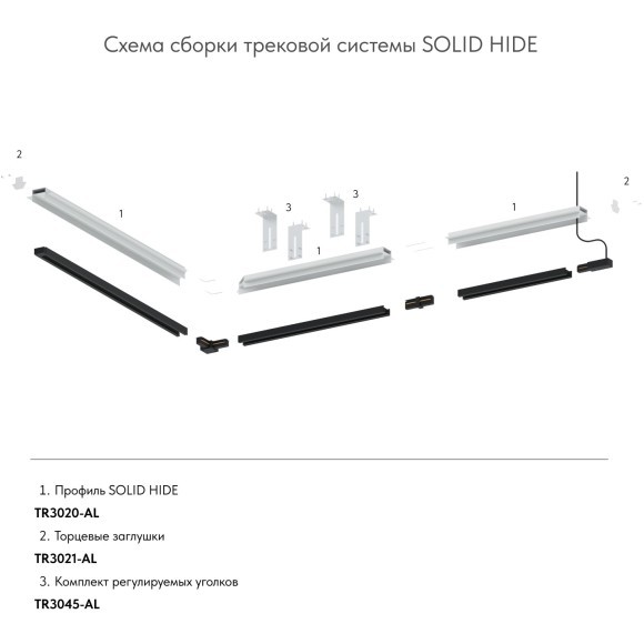 Заглушка торцевая 2шт (для профиля TR3020-AL) Denkirs TR3021-AL