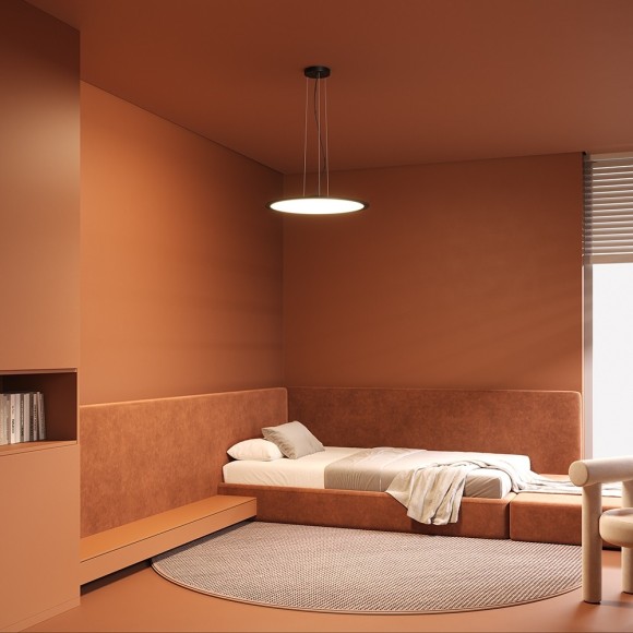 MOD471PL-L57BK Минималистичный светодиодный плоский подвесной светильник управляемый пультом ДУ 57Вт 3200Лм 2700-4000К CRI97 Maytoni Industria MOD471PL-L57BK Минималистичный светодиодный плоский подвесной светильник управляемый пультом ДУ 57Вт 3200Лм 2700-4000К CRI97 Maytoni Industria