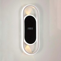 4689-1W Настенный светодиодный светильник с выключателем на основании и цифровыми часами, белый, 26Вт 2070Лм 4000К 120° 