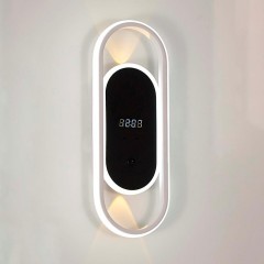 4689-1W Настенный светодиодный светильник с выключателем на основании и цифровыми часами, белый, 26Вт 2070Лм 4000К 120° 