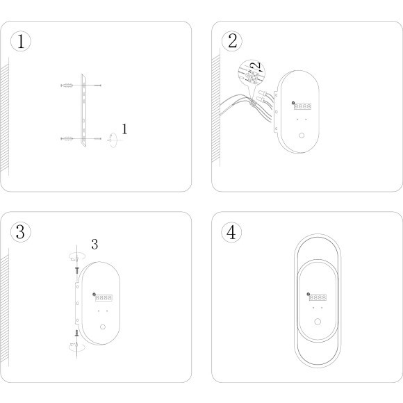 4689-1W Настенный светодиодный светильник с выключателем на основании и цифровыми часами, белый, 26Вт 2070Лм 4000К 120° 