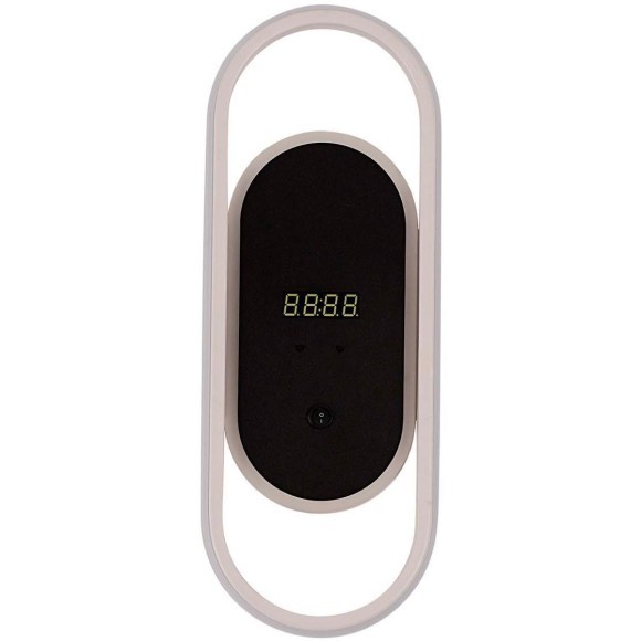 4689-1W Настенный светодиодный светильник с выключателем на основании и цифровыми часами, белый, 26Вт 2070Лм 4000К 120° 