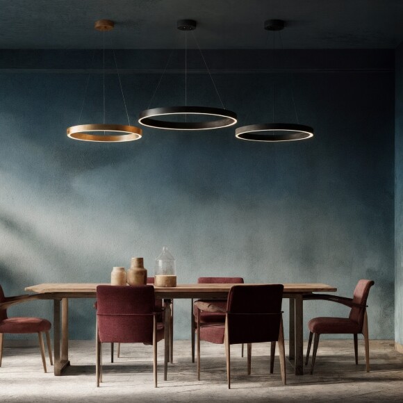 DK6273-BK Светильник подвесной ввиде черного кольца с переключателем цветовой температуры Denkirs RAYDIA 60 Вт 3000–4000К