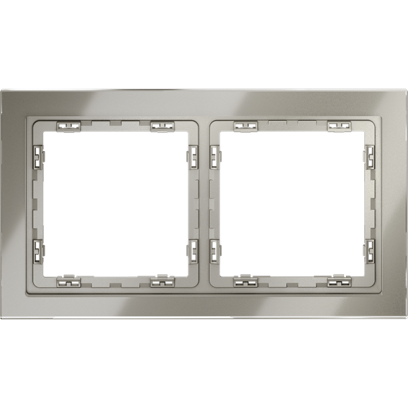 VLS110204 Рамка стеклянная для электрических изделий VOLTUM серии S70 на 2 поста шелкового цвета из стекла