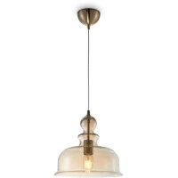 Подвесной светильник Maytoni Tone P001PL-01BZ со сложной формой стеклянного плафона янтарного цвета, диаметр плафона 30см, под лампу E27