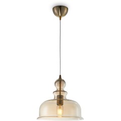 Подвесной светильник Maytoni Tone P001PL-01BZ со сложной формой стеклянного плафона янтарного цвета, диаметр плафона 30см, под лампу E27 Подвесной светильник Maytoni Tone P001PL-01BZ со сложной формой стеклянного плафона янтарного цвета, диаметр плафона 30см, под лампу E27