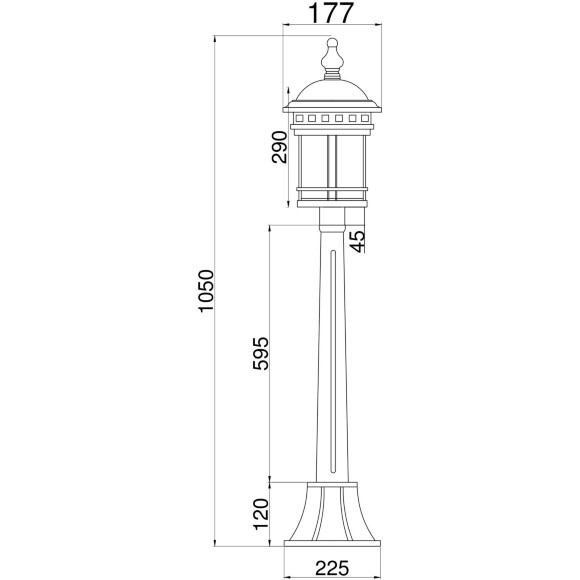 Уличный светильник Maytoni Salamanca O031FL-01BR лампа E27 макс. 60Вт коричневый металл, садово-парковый фонарь высота 1050 мм, алюминий, IP44, классический ретро дизайн