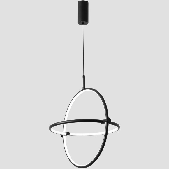 Crystal Lux PROTON SP20W LED 4130/220 Подвесной светильник черный минималистичный круглый, с управлением пультом, 20Вт 1440Лм CRI80 3000-6000K IP20 220V геометрический светильник для кухни, прихожей и современного интерьера