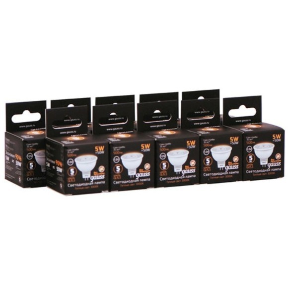 201505105 Лампа Gauss LED MR16 GU5.3 5W 12V 500lm 2700K 1/10/100