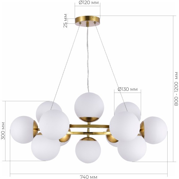 SLE1191-203-12 Светильник подвесной Золотистый/Белый E27 12*60W FRATTA