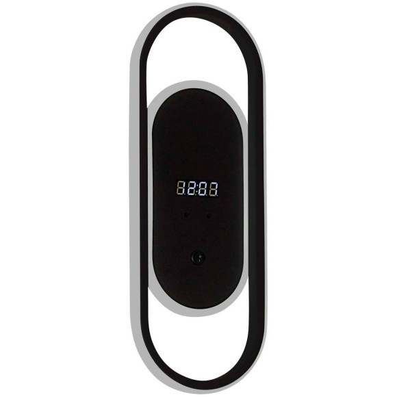 4690-1W Настенный светодиодный светильник с выключателем на основании и цифровыми часами, черный, 26Вт 2070Лм 4000К 120° 