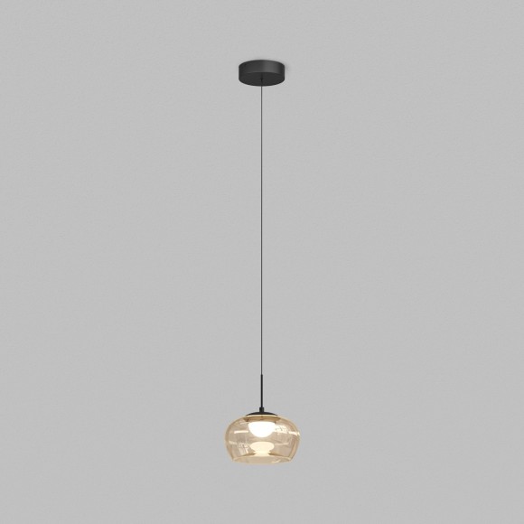 DK6741-BK+AM Светильник подвесной в виде стекляной янтарной чаши FLOA 12 Вт 3000К