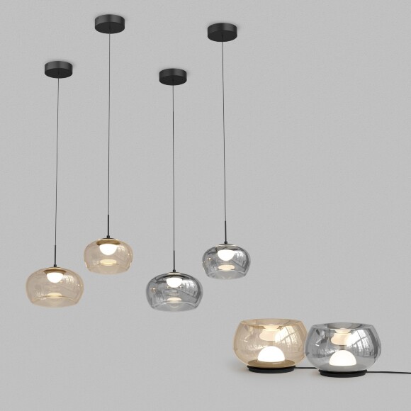 DK6741-BK+AM Светильник подвесной в виде стекляной янтарной чаши FLOA 12 Вт 3000К