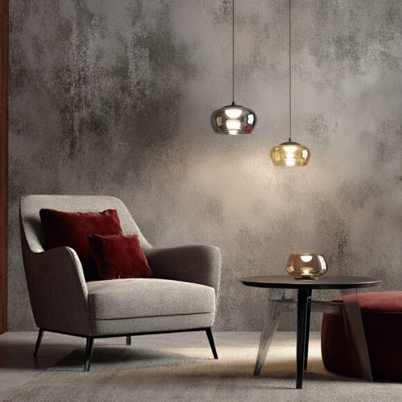 DK6741-BK+AM Светильник подвесной в виде стекляной янтарной чаши FLOA 12 Вт 3000К