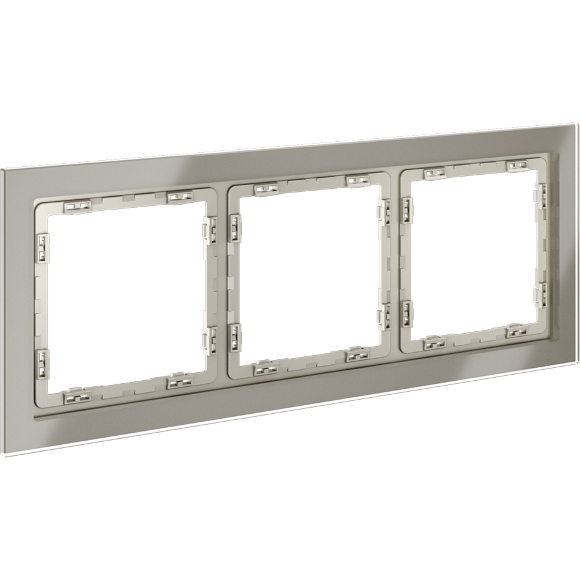 VLS110304 Рамка стеклянная для электрических изделий VOLTUM серии S70 на 3 поста шелкового цвета из стекла