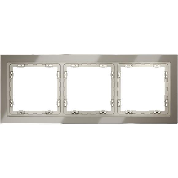 VLS110304 Рамка стеклянная для электрических изделий VOLTUM серии S70 на 3 поста шелкового цвета из стекла