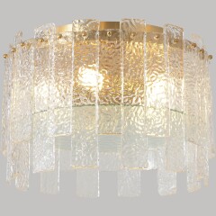 Crystal Lux RICARDO PL5 BRASS 3600/105 Светильник потолочный диаметром 41см, основание латунь, стеклянный рельефный плафон, лампы 5xE14 классический декоративный светильник для гостиной кухни и холла, неоклассика Crystal Lux RICARDO PL5 BRASS 3600/105 Светильник потолочный диаметром 41см, основание латунь, стеклянный рельефный плафон, лампы 5xE14 классический декоративный светильник для гостиной кухни и холла, неоклассика