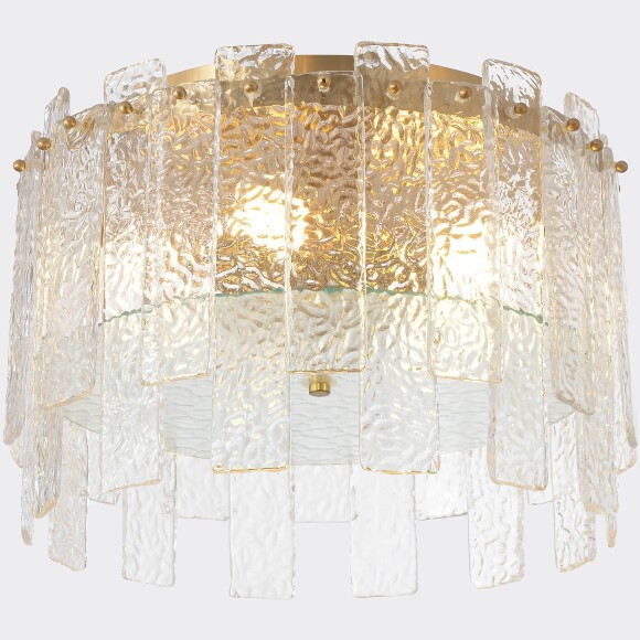 Crystal Lux RICARDO PL5 BRASS 3600/105 Светильник потолочный диаметром 41см, основание латунь, стеклянный рельефный плафон, лампы 5xE14 классический декоративный светильник для гостиной кухни и холла, неоклассика Crystal Lux RICARDO PL5 BRASS 3600/105 Светильник потолочный диаметром 41см, основание латунь, стеклянный рельефный плафон, лампы 5xE14 классический декоративный светильник для гостиной кухни и холла, неоклассика