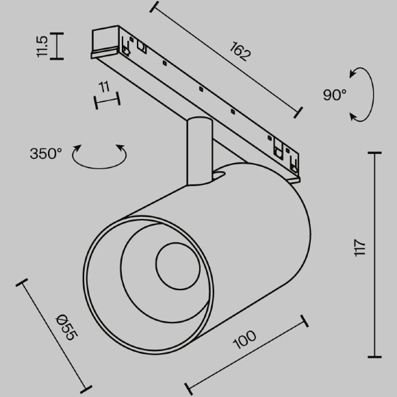 Трековый светильник Technical TR243-4-12WTW-DSZ-B