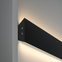 Maytoni ALM-1848-B-2M Черный настенный алюминиевый накладной профиль 2000x48x18мм, ленты до 13мм, подсветка в обе стороны от профиля, рассеиватель, крепление и торцевые заглушки в комплекте