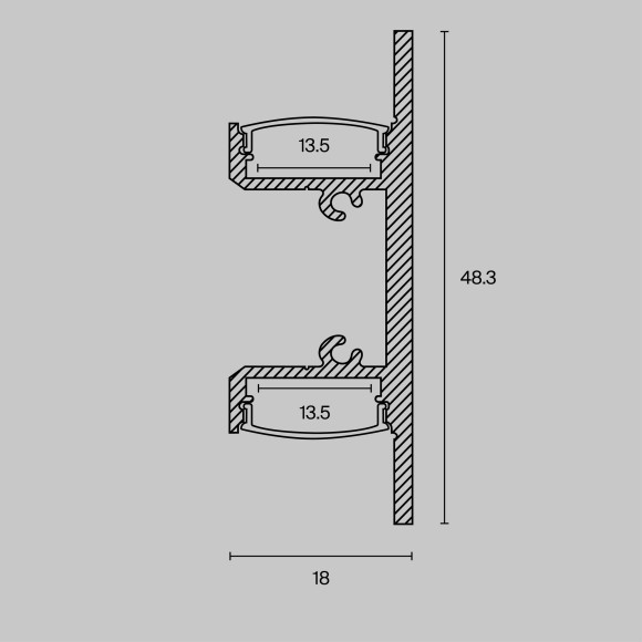 Алюминиевый профиль накладной 18x48 ALM-1848-B-2M