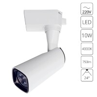 Однофазный двужильный светодиодный трековый светильник Arte Lamp A4561PL-1WH BARUT 4000К 750Лм CRI85+ 24° 10Вт