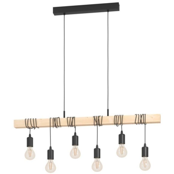43513 Подвес TOWNSHEND, 6х60W(E27), L1000, B100, H1100, сталь, черный/дерево