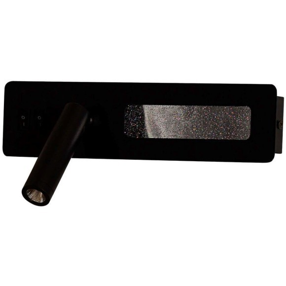 4691-1W Настенный черный светодиодный светильник с доп. подсветкой и 2 независимыми включателями 6.5Вт+3.3Вт, 85LM+205LM, 4000K