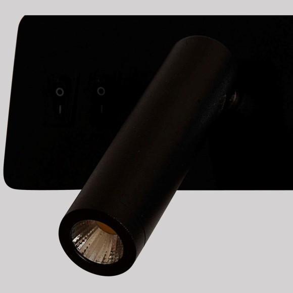 4691-1W Настенный черный светодиодный светильник с доп. подсветкой и 2 независимыми включателями 6.5Вт+3.3Вт, 85LM+205LM, 4000K