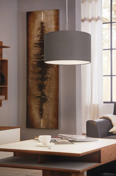 31574 PASTERI Люстра потолочная с 1 лампой E27, 60Вт, скандинавский стиль, ткань коричневый, никель