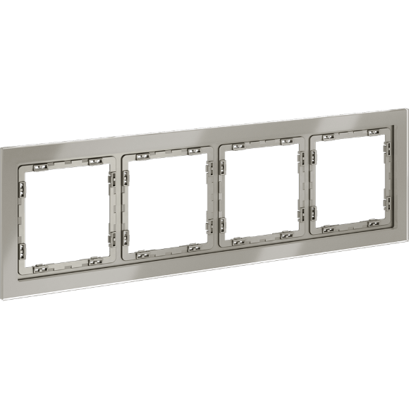 VLS110404 Рамка стеклянная для электрических изделий VOLTUM серии S70 на 4 поста шелкового цвета из стекла