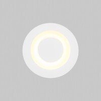 Встраиваемый в стены уличный светильник Maytoni Limo O037-L3W3K LED 3Вт 3000K 120лм 72° CRI80, IP65, белый матовый алюминий, подсветка дорожек, фасада или лестницы, диаметр 62 мм