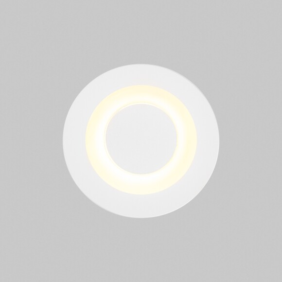 Встраиваемый в стены уличный светильник Maytoni Limo O037-L3W3K LED 3Вт 3000K 120лм 72° CRI80, IP65, белый матовый алюминий, подсветка дорожек, фасада или лестницы, диаметр 62 мм