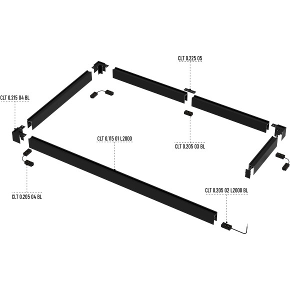 Crystal Lux CLT 0.115 01 L2000 BL 1407/032 Черный накладной или подвесной магнитный шинопровод 2 метра, 2000x57x31мм IP20 220V