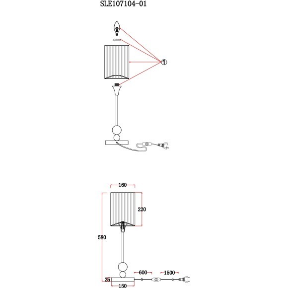 SLE107104-01 Прикроватная лампа Хром/Серебристый E14 1*40W PAZIONE