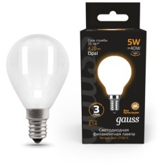 105201105 Лампа Gauss LED Filament Шар OPAL E14 5W 420lm 2700K 1/10/50